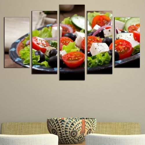 Canvas art set for restaurant Mediterranean salad