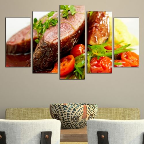 Canvas art set for restaurant Meat