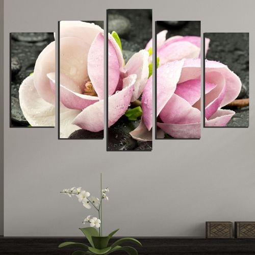 Canvas art set zen composition with magnolias