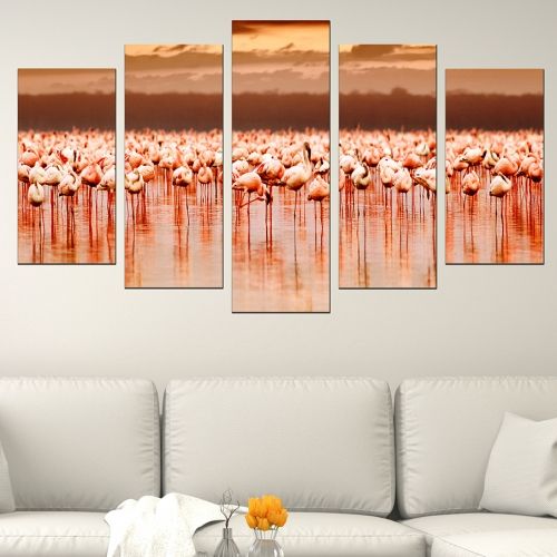 5 pieces home decoration with flamingos