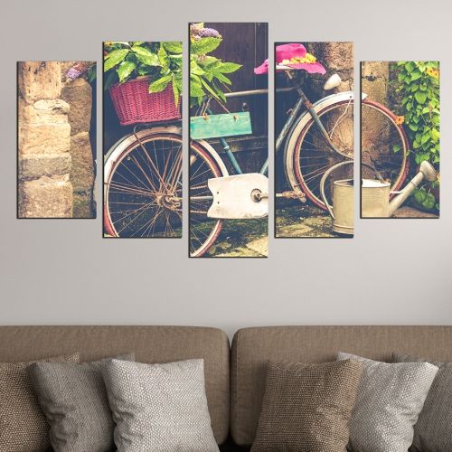 Canvas art set vintage bicicle