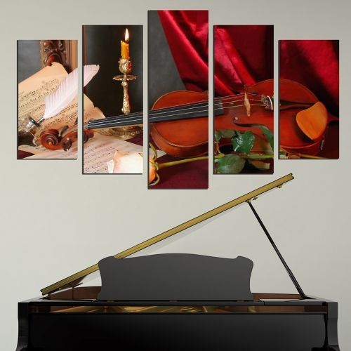 Canvas art set for home decoration composition with violin 