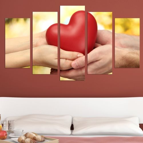 Canvas art with red heart for bedroom