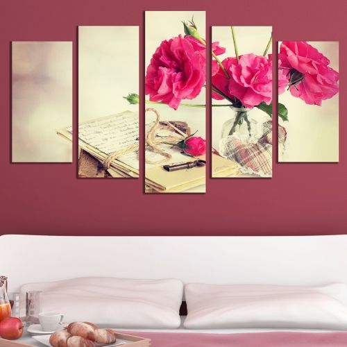 Canvas art set beautiful Vintage composition with roses