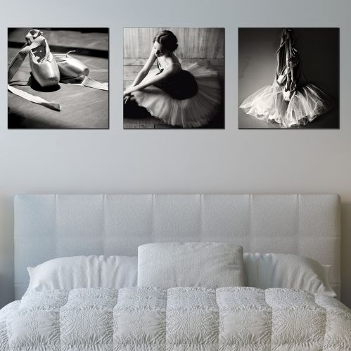 set of 3 wall decorations in black and white Ballet