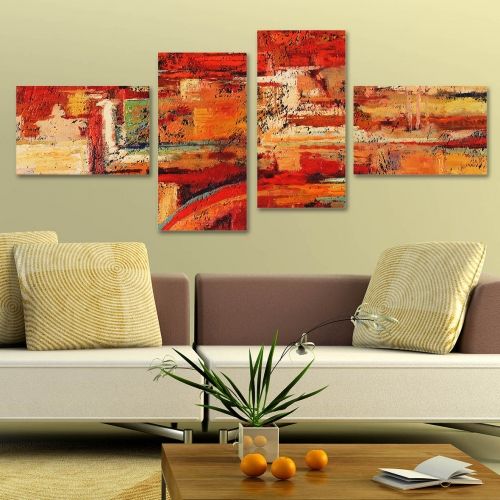 0074 Wall art decoration (set of 4 pieces) Passions in orange
