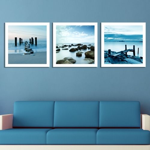 3 parts set wall art decoration in blue