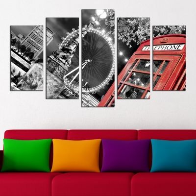 0027 Wall art decoration (set of 5 pieces)  Night in London 