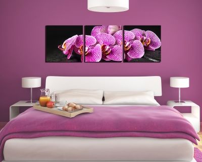 Wall art decoration for bedroom with orchids