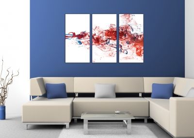 0269 AbstractWall art decoration (set of 3 pieces) White, red and blue