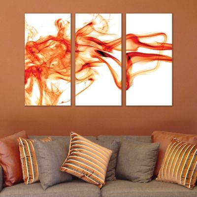 0270 AbstractWall art decoration (set of 3 pieces) White and orange