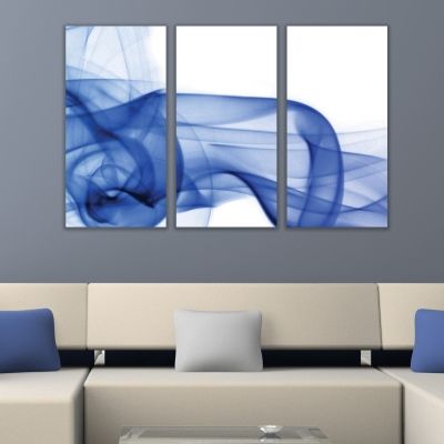 0272 AbstractWall art decoration (set of 3 pieces) White and blue