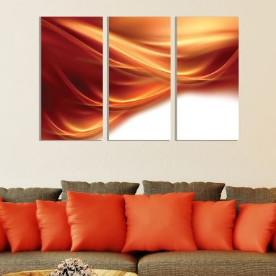 0273 Abstract wall art decoration (set of 3 pieces) Orange and white
