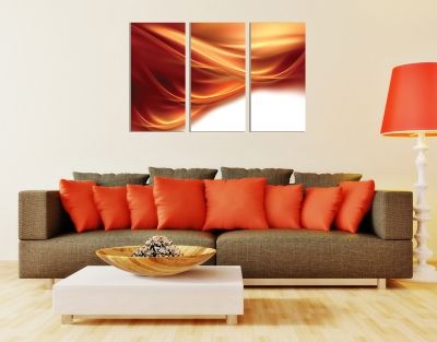 Wall art decoration abstract orange waves
