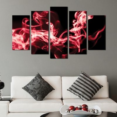 0276 Abstract wall art decoration (set of 5 pieces) Black and red