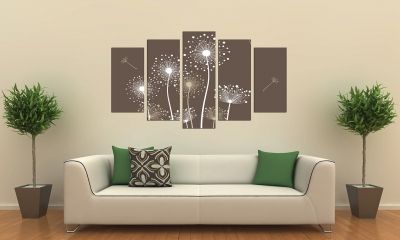 Floral canvas wall art in brown