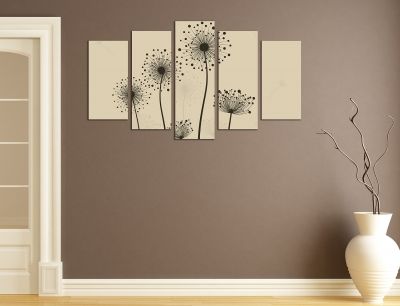 Floral canvas wall art in biege