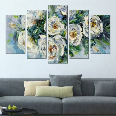 0296 Wall art decoration (set of 5 pieces) Roses
