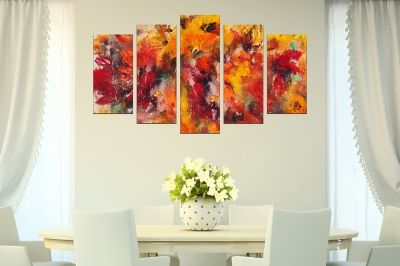 abstract Painting canvas wall art in red