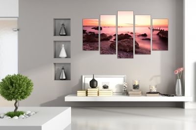 Canvas fine art decoration with pinks sea landscape