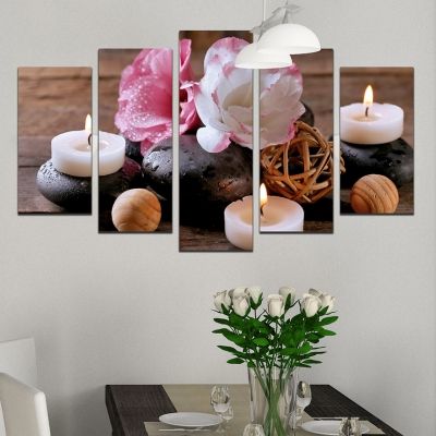 canvas wall art with white magnolia