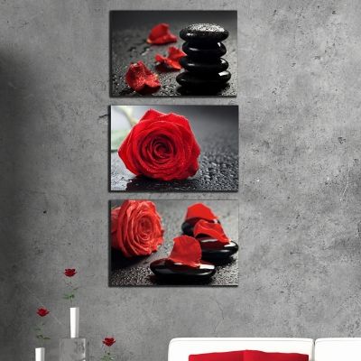 0345 Wall art decoration (set of 3 pieces) Roses