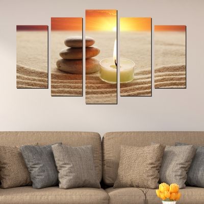 0350 Wall art decoration (set of 5 pieces) Zen - sunset
