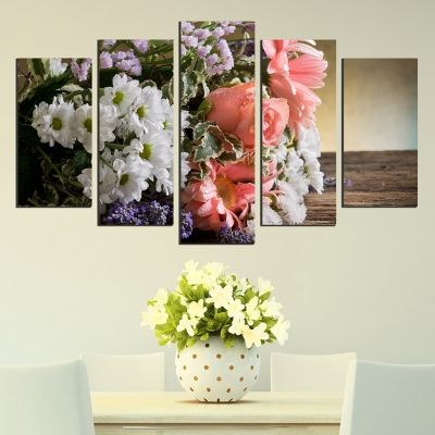 0353 Wall art decoration (set of 5 pieces) A bouquet of fragrant flowers