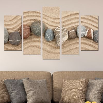 0046 Wall art decoration (set of 5 pieces) Sand and stones