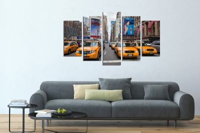 Wall art set 5 pieces New York yellow cabs