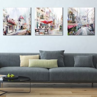0411 Wall art decoration (set of 3 pieces) Cityscapes