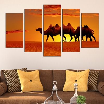 0427 Wall art decoration (set of 5 pieces) Camels