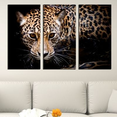 0432 Wall art decoration (set of 3 pieces) Jaguar