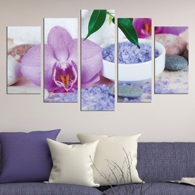 Canvas art set for decoration zen compozition with orchid