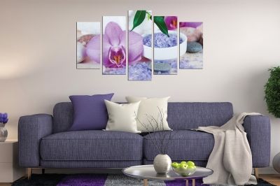 Zen canvas art with orchid and stones