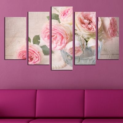 wall art canvas decoration set with vintage roses