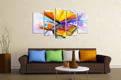 canvas print decoration with abstract flowers