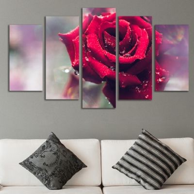 0458 Wall art decoration (set of 5 pieces) Beautiful rose