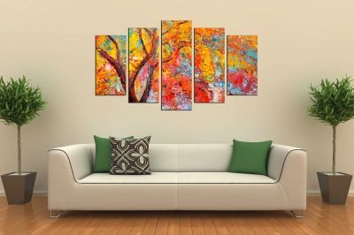  Art canvas decoration for wall with colorful tree