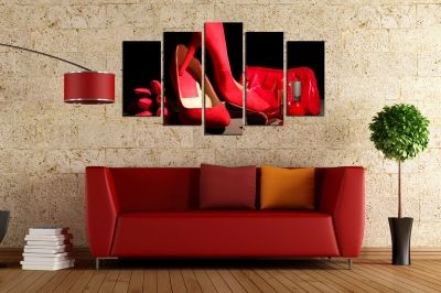 Fashion canvas art with red shoes