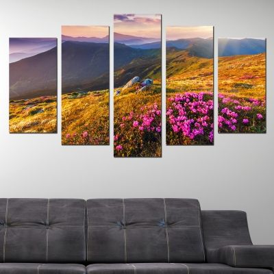 wall art canvas decoration set with beautiful mountain landscape
