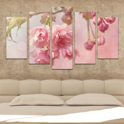 Canvas art set pink cherry blossom tree