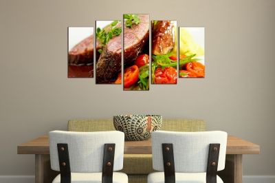  Art canvas decoration for restaurant with meat