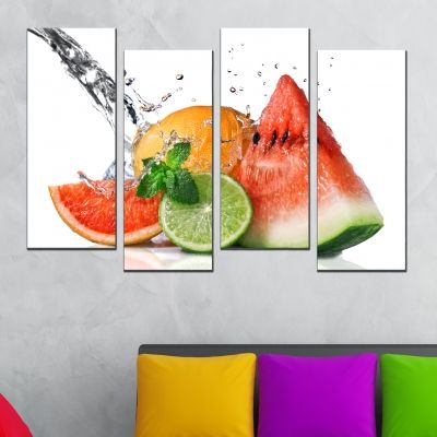 0498  Wall art decoration (set of 4 pieces) Fresh fruits