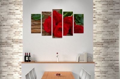  Art canvas decoration red roses on brown background