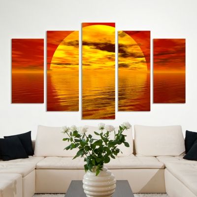 0056 Wall art decoration (set of 5 pieces) Romantic sunset