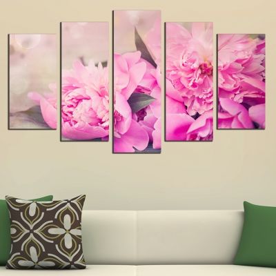0512 Wall art decoration (set of 5 pieces) Peonies