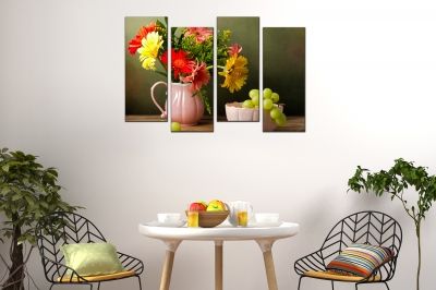 Wall  decoration for kitchen still life with fruits and flowers