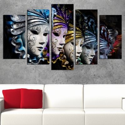 0528 Wall art decoration (set of 5 pieces) Venetian masks