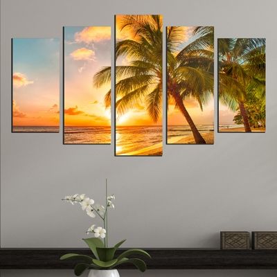 5 pieces home decoration with exotic beach landscape